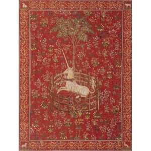 Gobelín Tapisserie  Licorne captive rouge